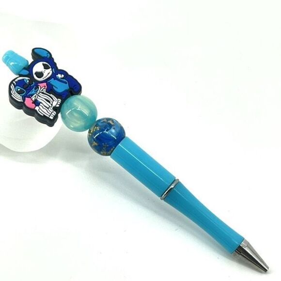 Halloween costumes Stitch Jack Skellington handmade pen NEW beads gold blue blac - Picture 1 of 6